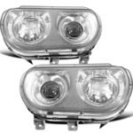 Buy 2008-2014 Dodge Challenger Headlight HID Projector Chrome Pair Headlamps L+R