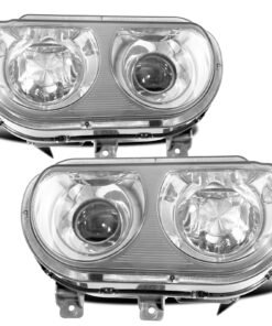 Buy 2008-2014 Dodge Challenger Headlight HID Projector Chrome Pair Headlamps L+R